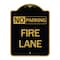 Signmission Designer Series Delaware No Parking Fire Lane, Black & Gold Aluminum Sign, 18" x 24", BG-1824-24195 A-DES-BG-1824-24195 - alternate 1